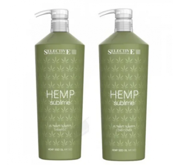 ХИДРАТИРАЩ КОМПЛЕКТ ШАМПОАН И БАЛСАМ С КОНОПЕНО МАСЛО SELECTIVE PROFESSIONAL HEMP SUBLIME SHAMPOO AND CONDITIONER 2Х1000 ml